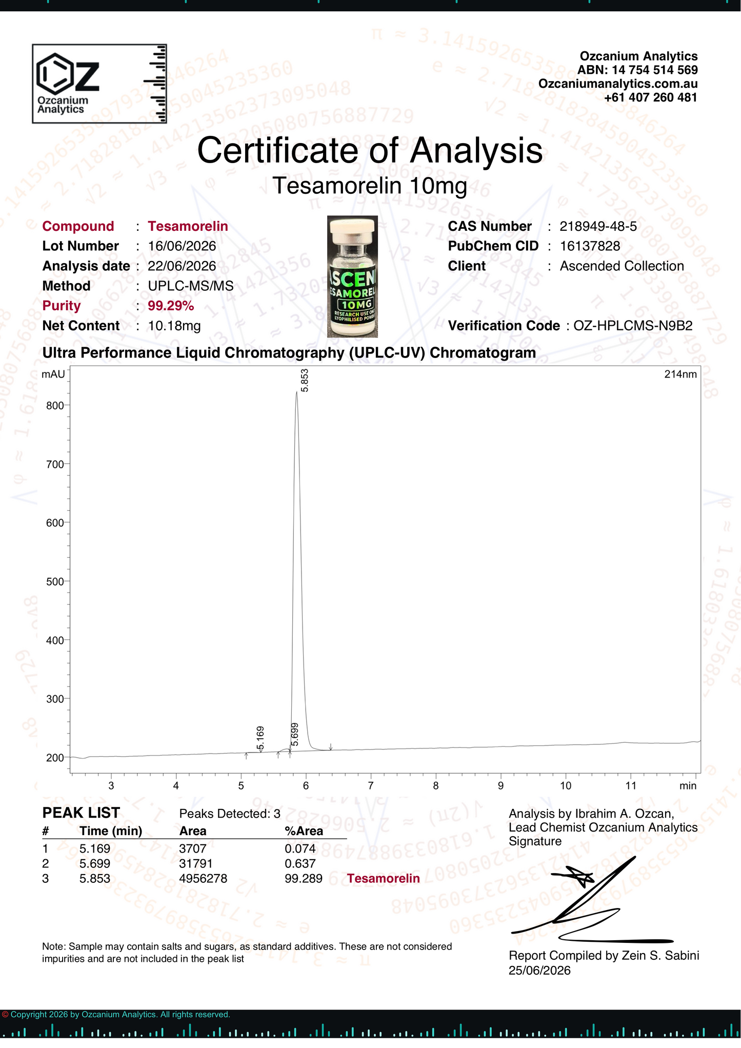 Tesamorelin 10mg