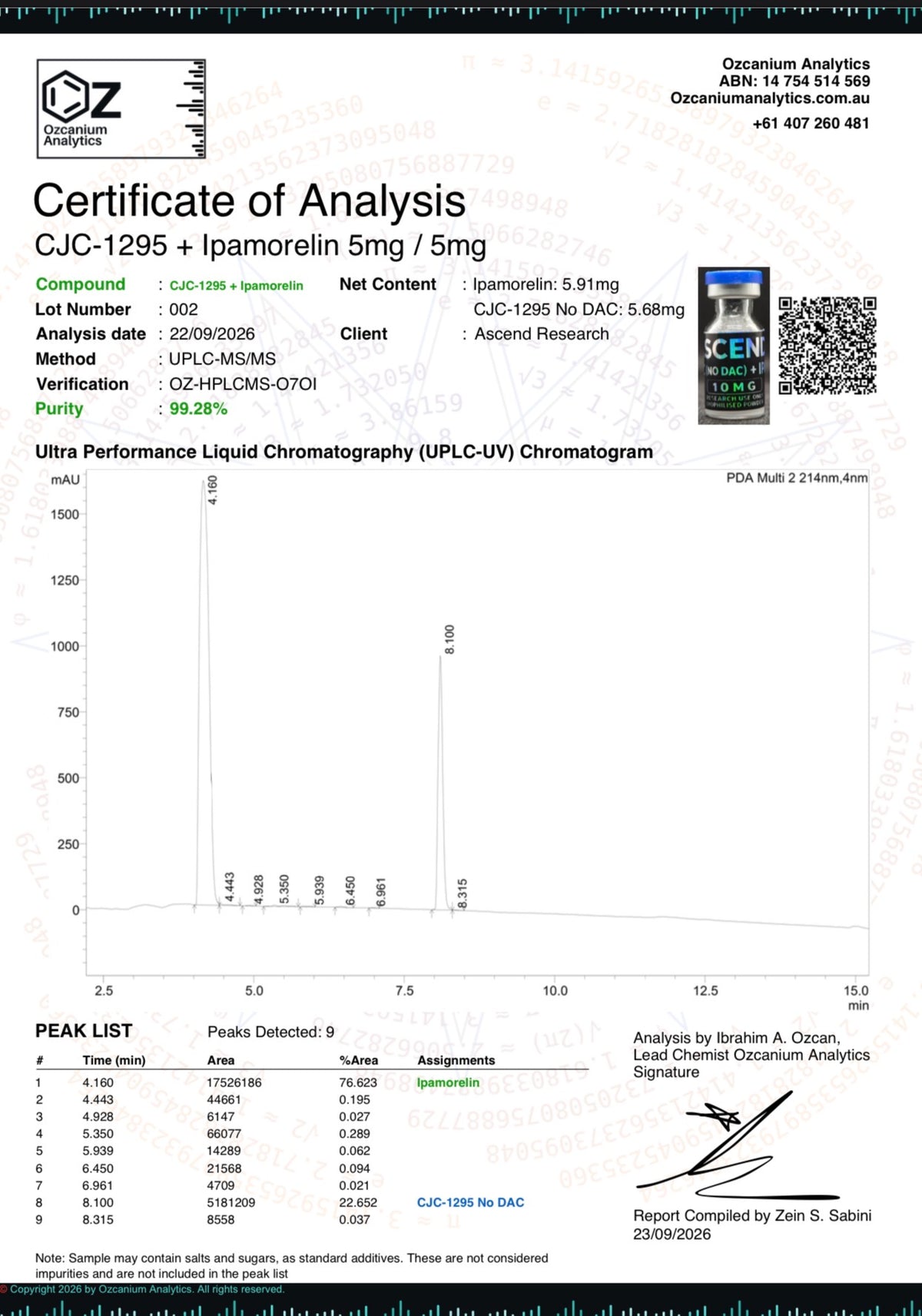 [1V] CJC-1295 + Ipamorelin Blend 10mg